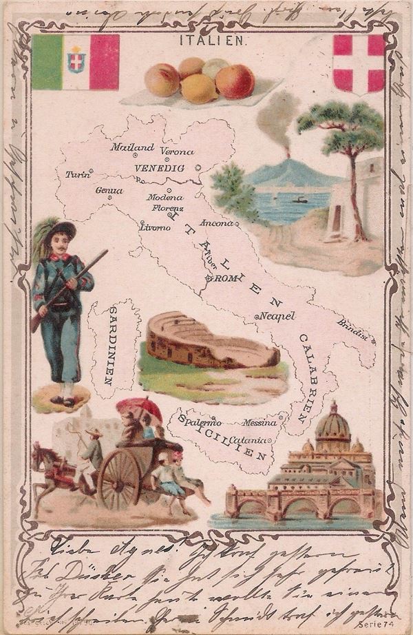 Cartolina tedesca che omaggia 'Italia