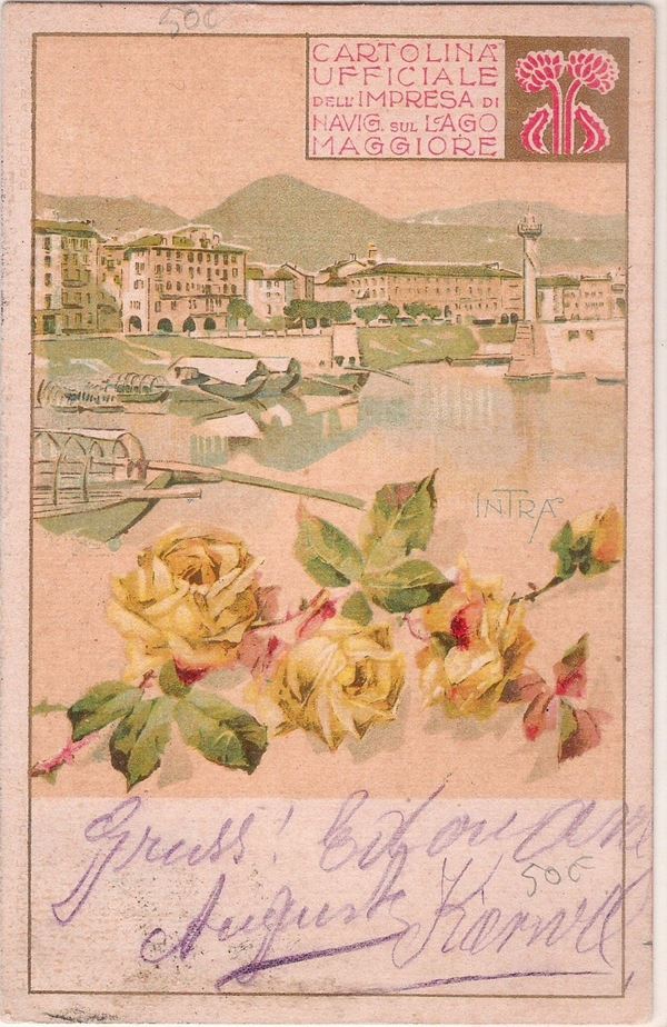 Official postcard of the shipping company on Lake Maggiore