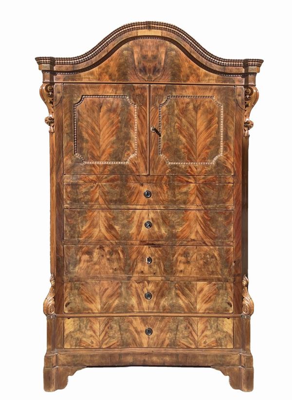 Chiffoniera in piuma di mogano