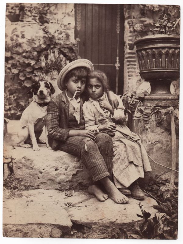 Wilhelm Von Gloeden - Bambini siciliani con cane