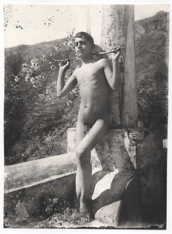 Wilhelm Von Gloeden - Naked boy with almond branch