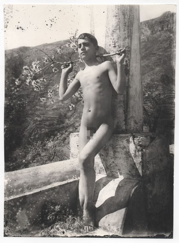 Wilhelm Von Gloeden - Naked boy with almond branch