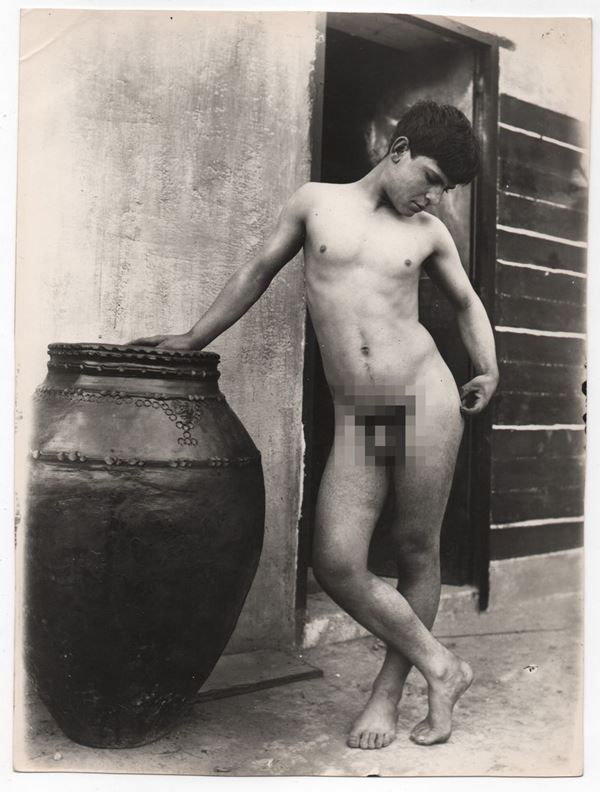 Wilhelm Von Gloeden - Naked boy near jar
