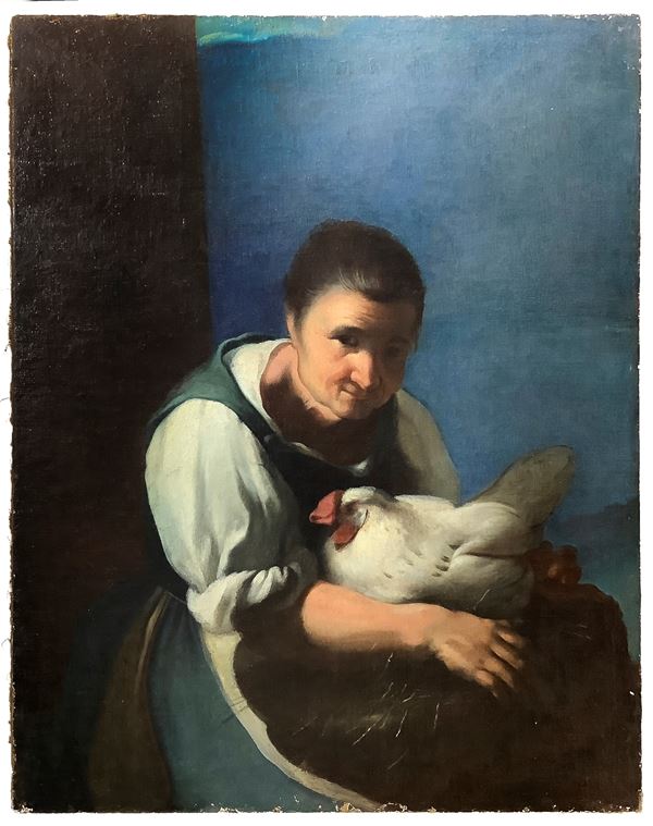 Antonio Cifrondi - Donna con gallina