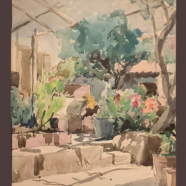 Terrace with flower pots