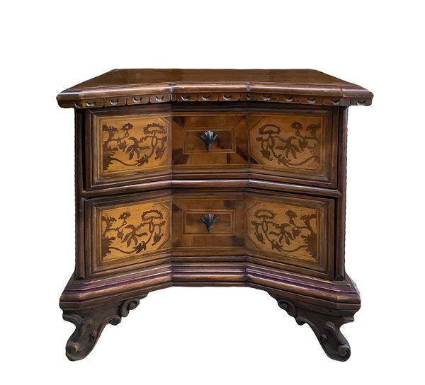 Bedside table with two drawers in walnut wood