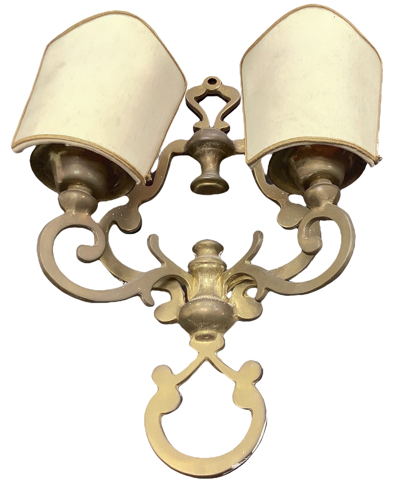 Coppia di Applique in Metallo Dorato a Due Luci