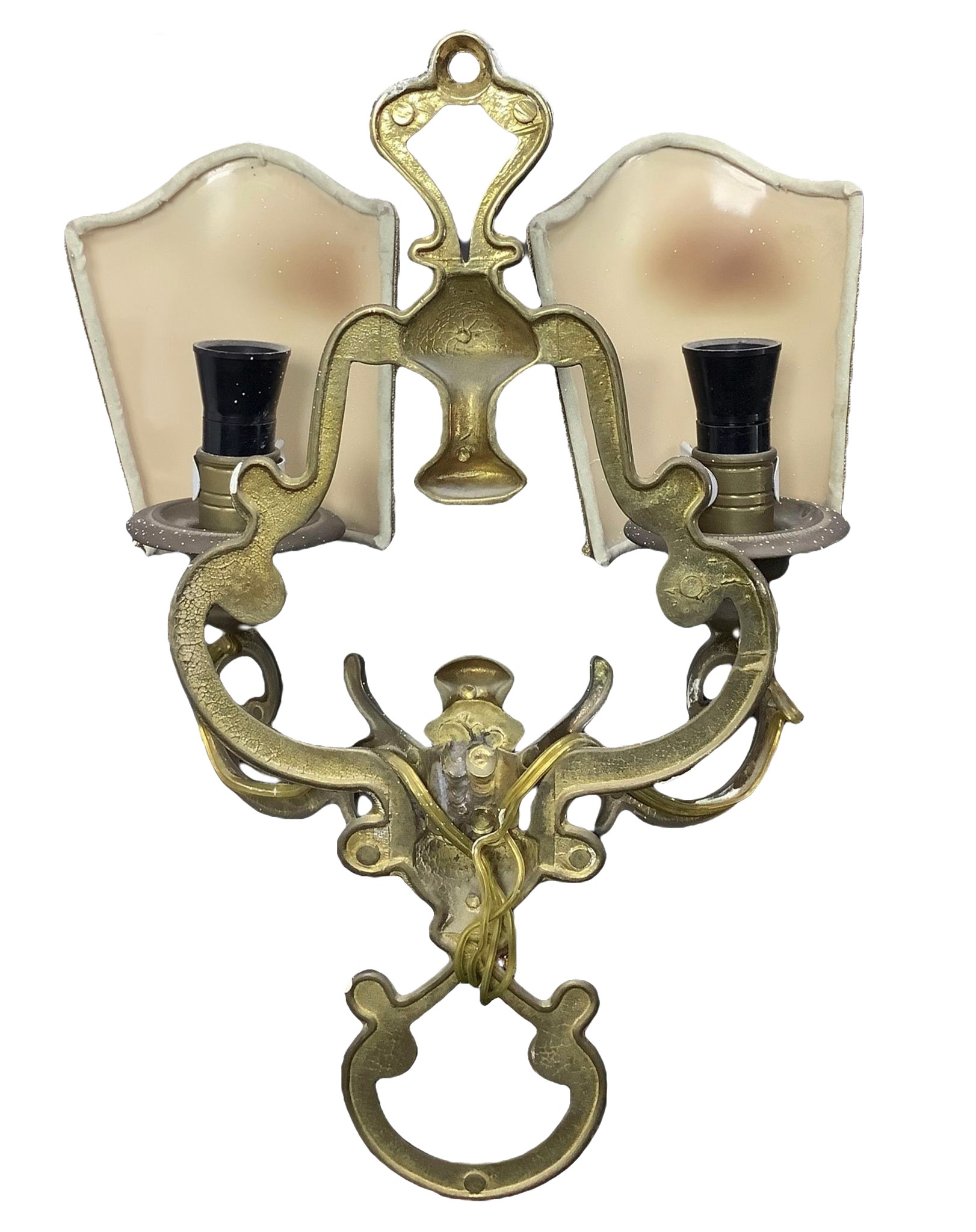 Coppia di Applique in Metallo Dorato a Due Luci