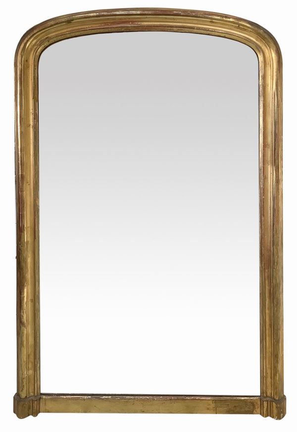 Specchiera con cornice in legno dorato a foglia