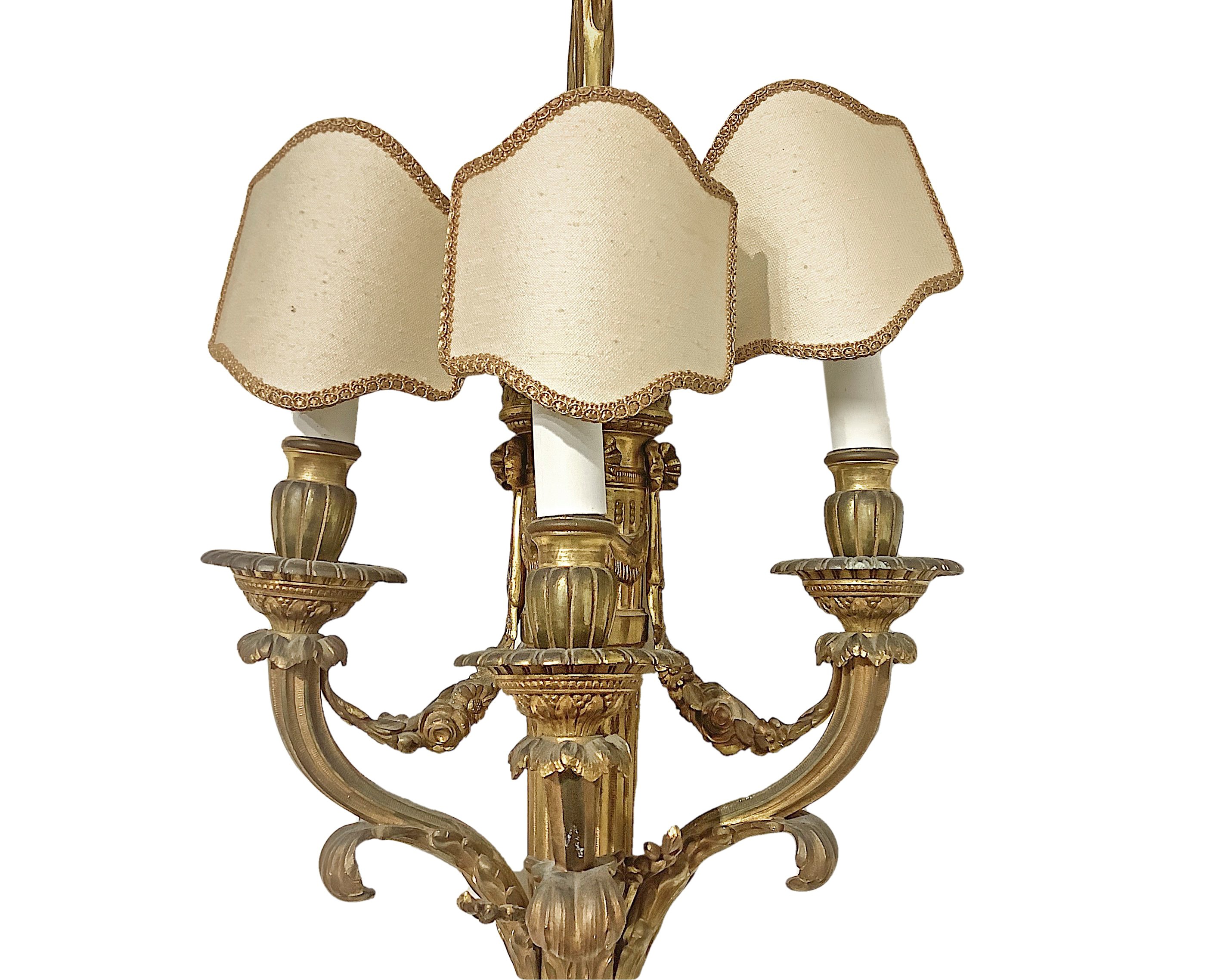 Coppia di Applique in Bronzo Dorato a Tre Luci