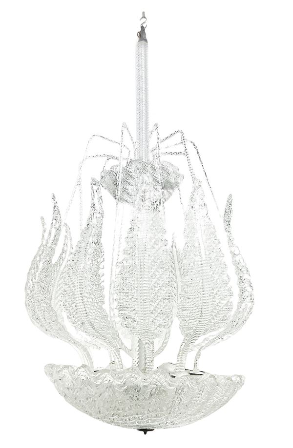 Murano glass chandelier with leaves