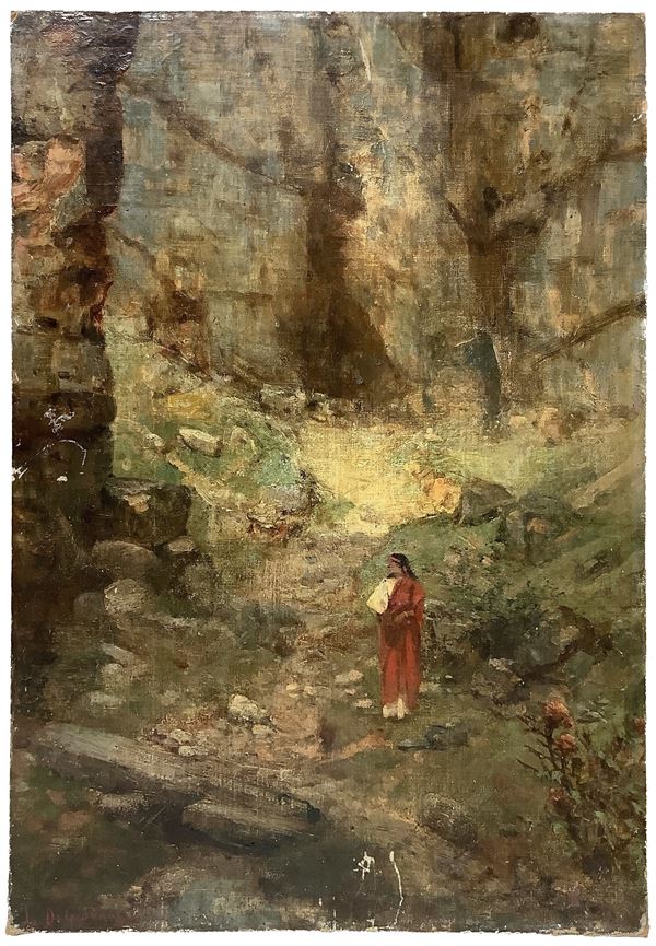 Luigi Di Giovanni - Paesaggio con donna in abiti romani