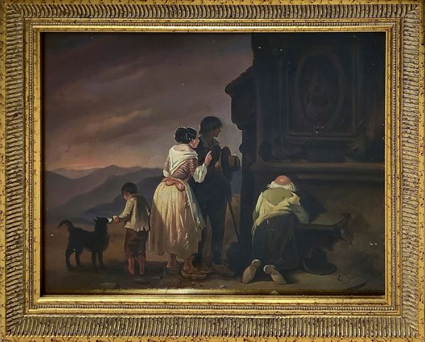 Girolamo Induno - Characters in prayer