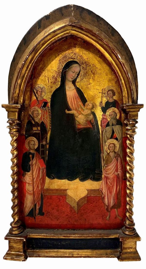 Rossello di Jacopo Franchi Maestro di Montefoscoli (Maestro Ristonchi) - Madonna in trono con bambino e santi