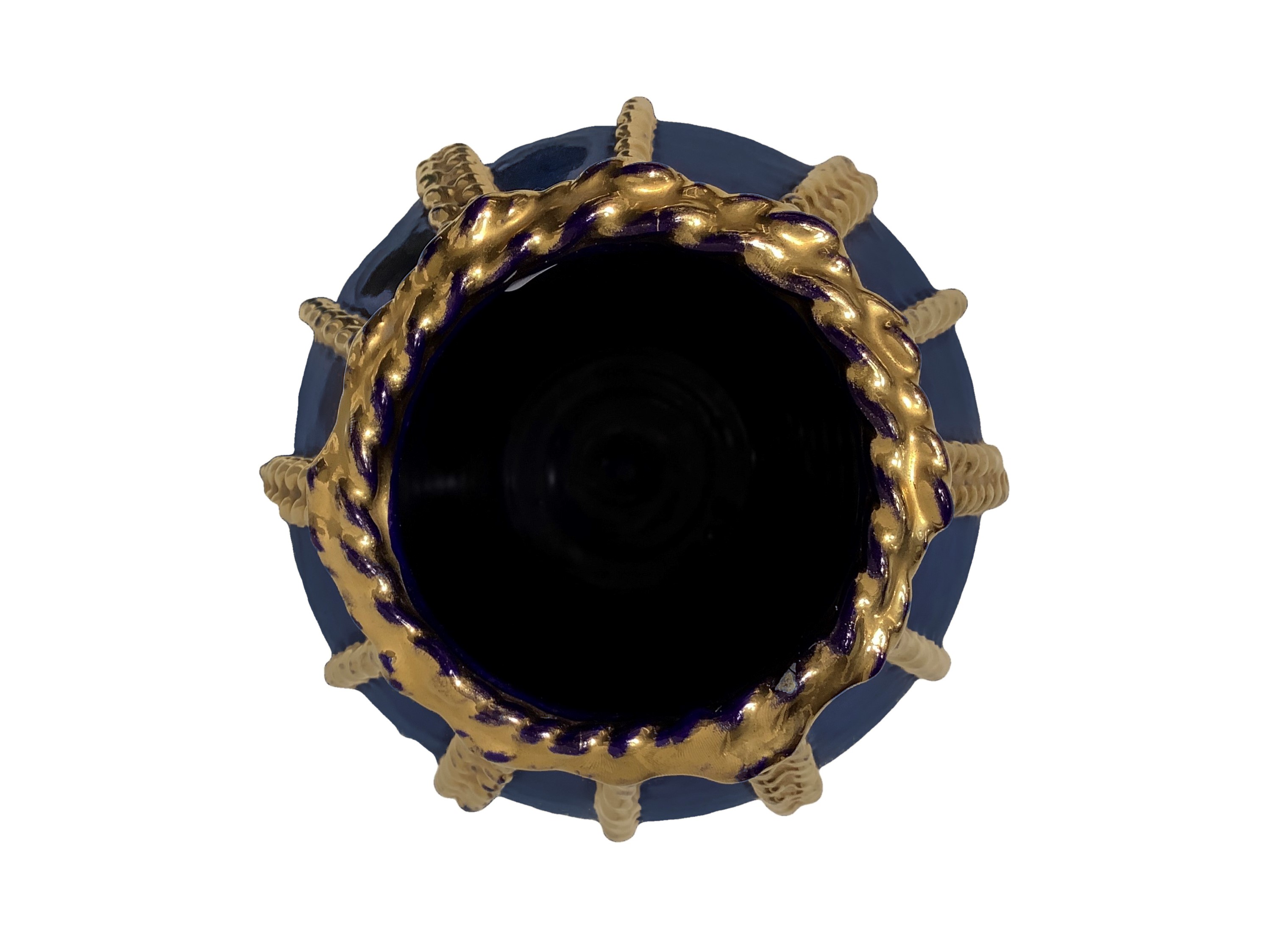 Vaso con Fondo Blu Cordonato Oro
