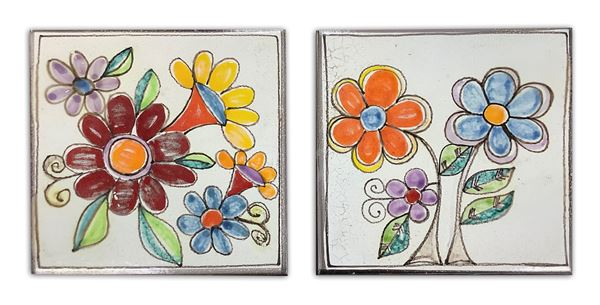 De Simone - Pair of majolica tiles