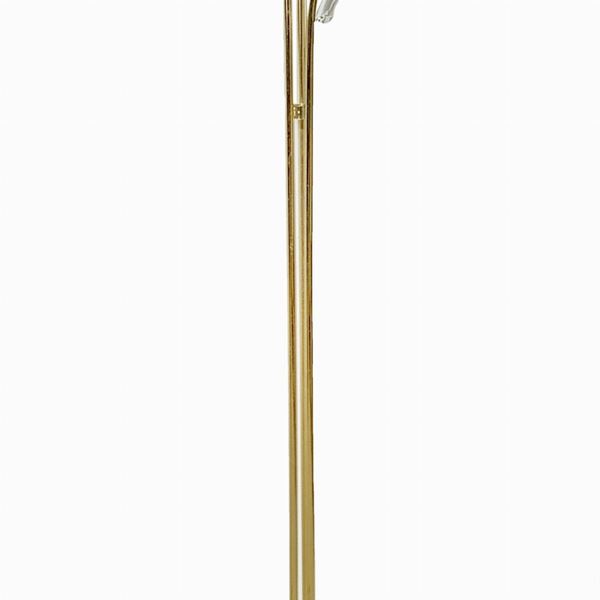 Floor lamp in golden metal with three lights with glass in the shape of calla lilies