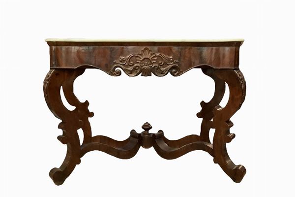 Console Luigi Filippo in legno piuma di mogano