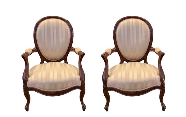 Two armchairs in the Louis Philippe style in mahogany wood