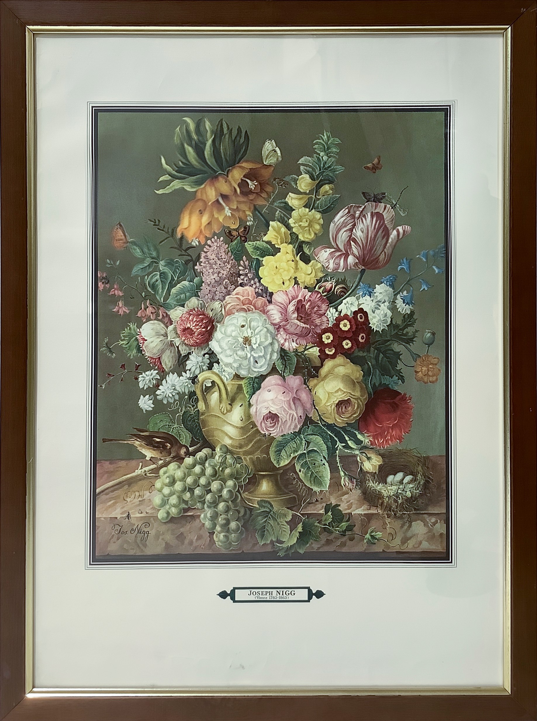 Joseph Nigg - Coppia di nature morte di fiori in vaso