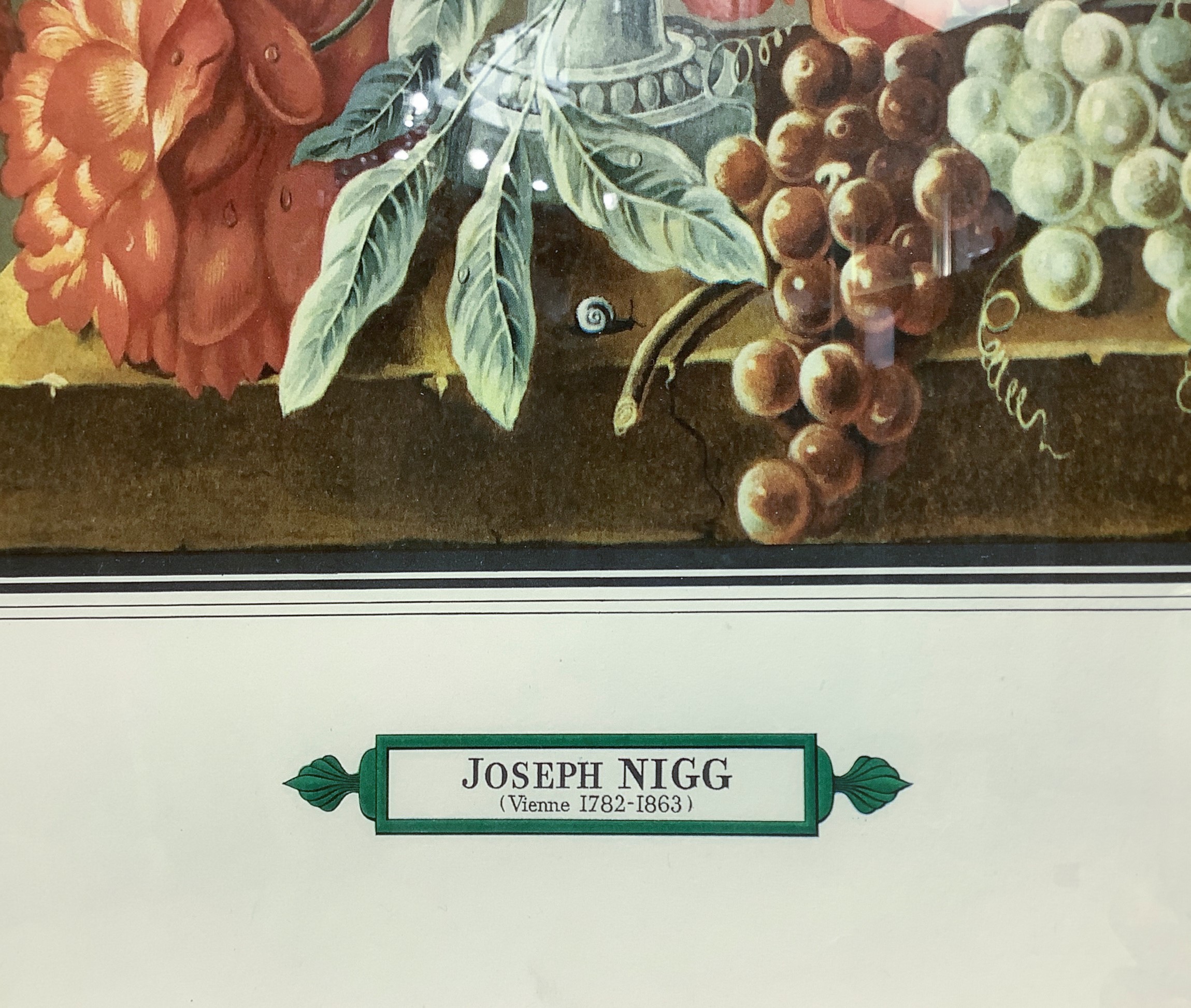 Joseph Nigg - Coppia di nature morte di fiori in vaso (cromolitografia)