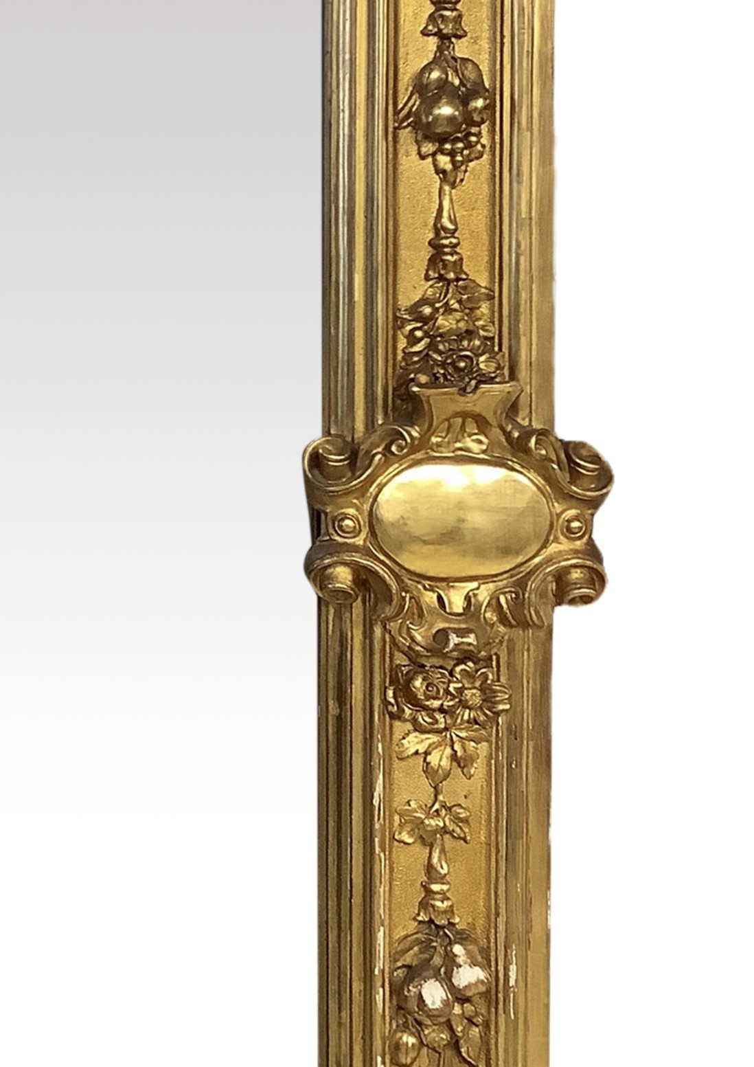 Importante Specchiera in Legno Dorato a Foglie D'oro