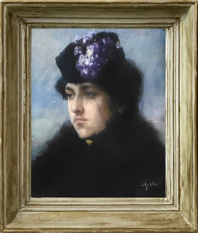 Ritratto di Donna con Cappello Floreale