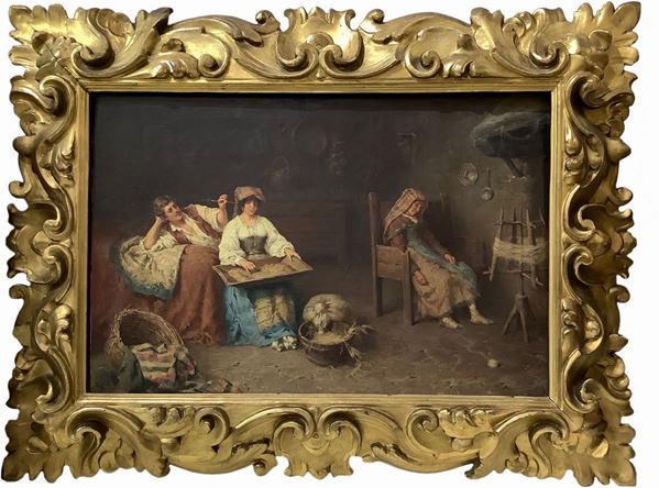 Jos&#233; Benlliure y Gil - Scena di personaggi popolari in un interno