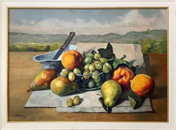 Giovanni Parlato - Still life of pears, grapes and peaches