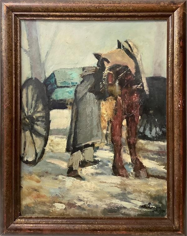 Alessandro Lupo - Uomo con carretto e cavallo