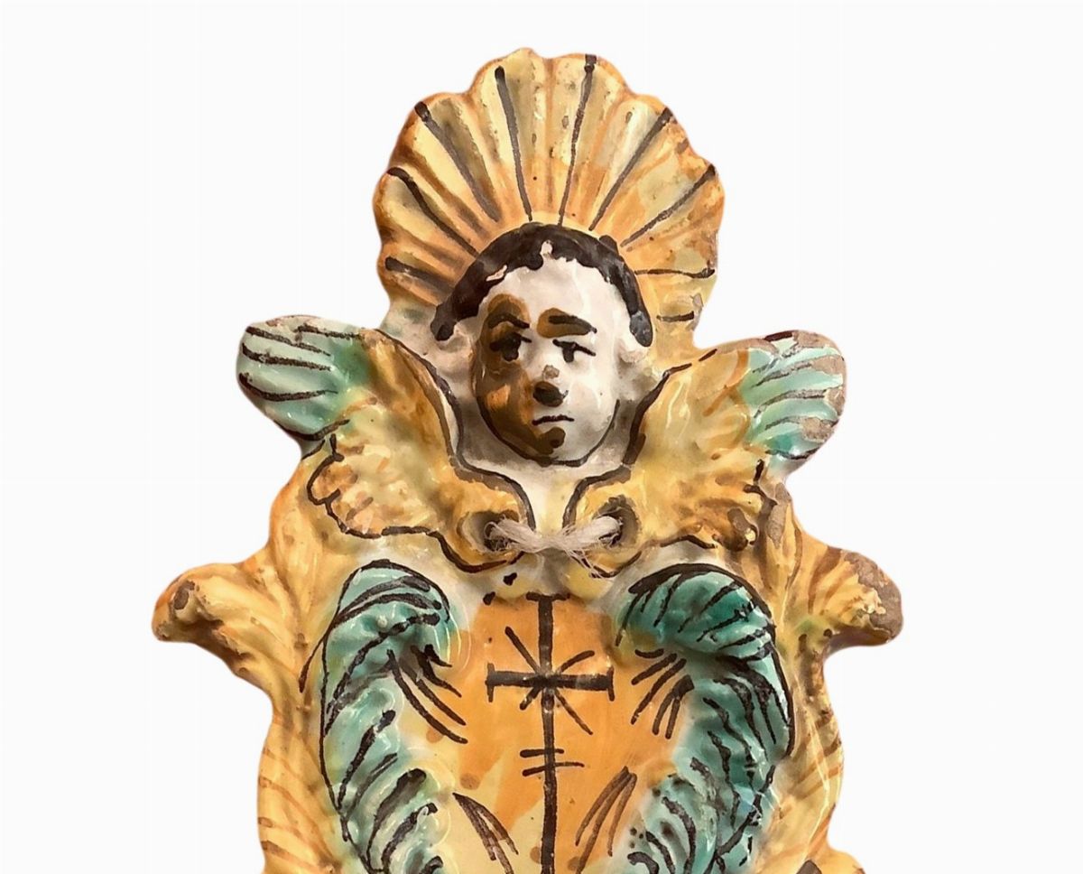 Acquasantiera in Maiolica Arianese