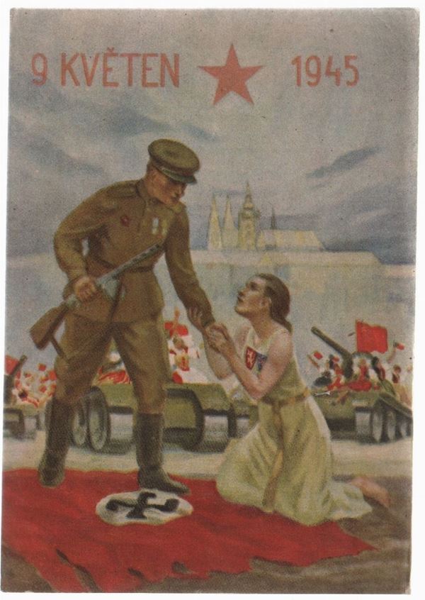 Original postcard liberation of Prague from Nazism - May 9, 1945
