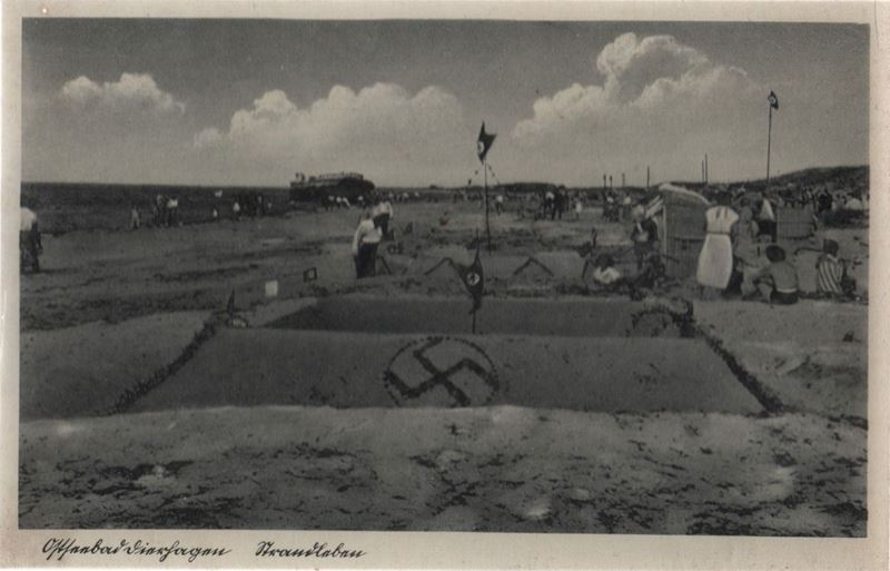 Cartolina Originale Propaganda Vita da Spiaggia a Otseebad Dieakagen