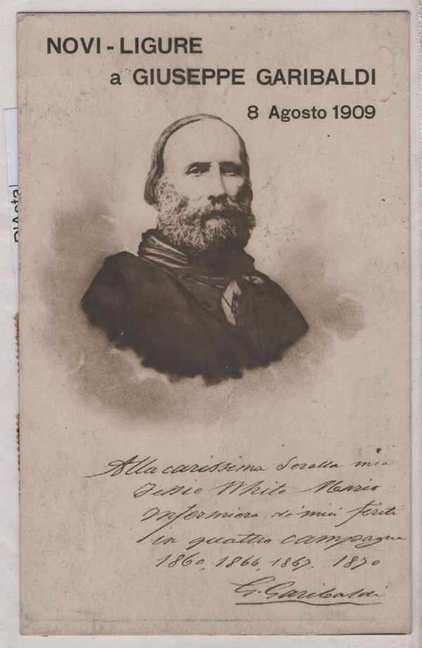 Novi Ligure commemorative postcard to Giuseppe Garibaldi - 8 August 1909