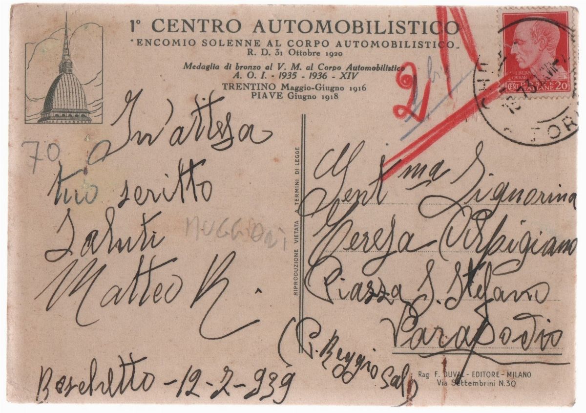 Cartolina Originale i Centro Automobilistico Torino