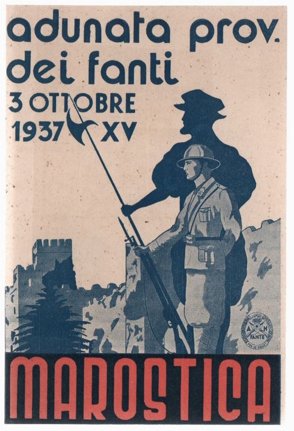 Rara cartolina originale adunata Prov. dei Fanti 3 ottobre 1937- Marostica