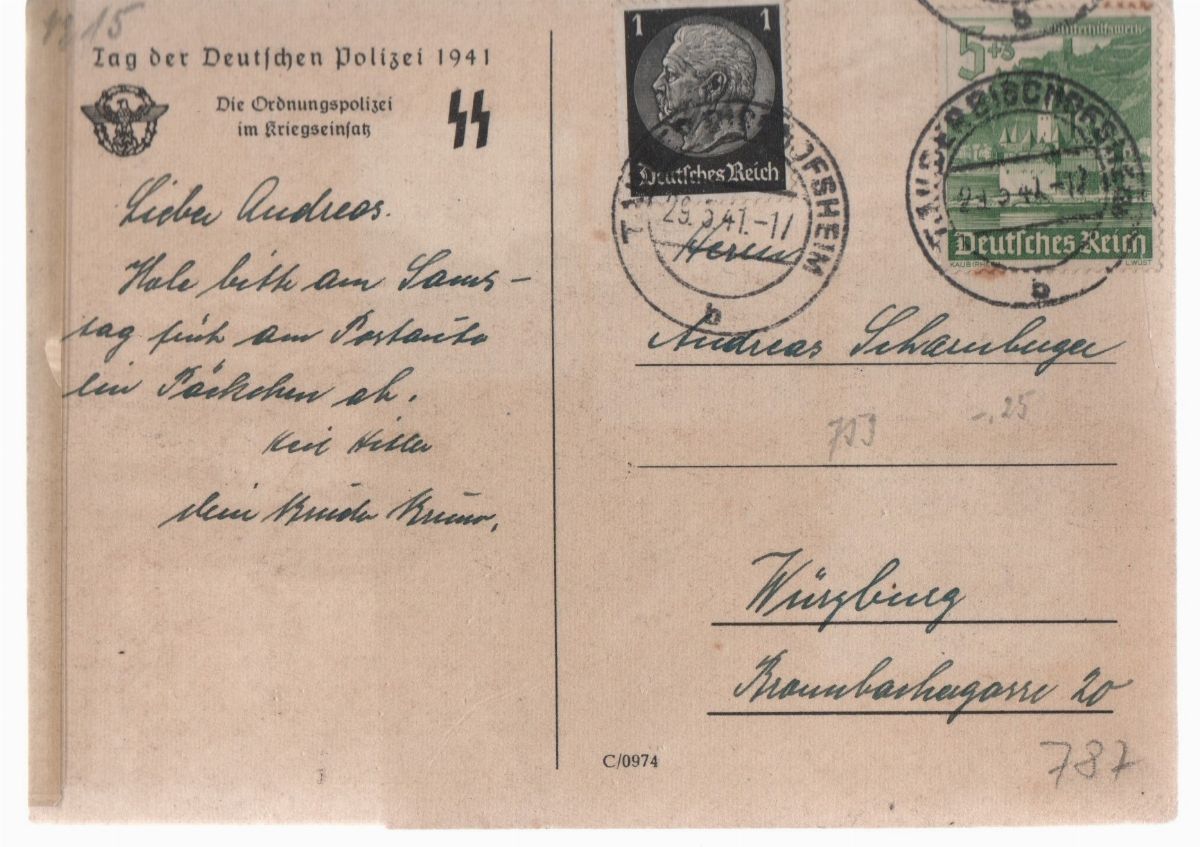 Cartolina Originale Giornata della Polizia Tedesca 1941