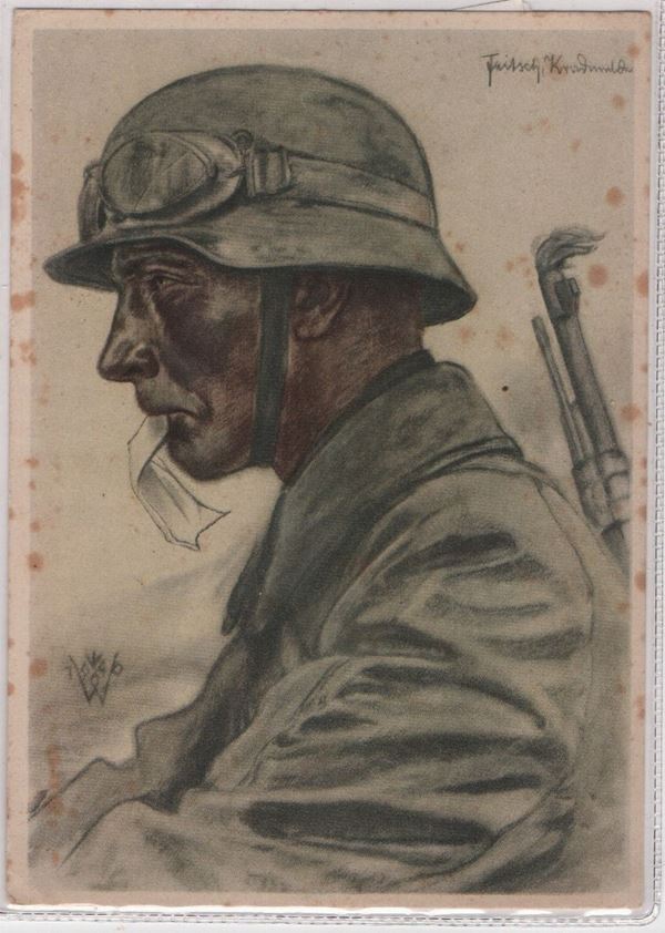Original Kradmelder postcard - tank advancement department