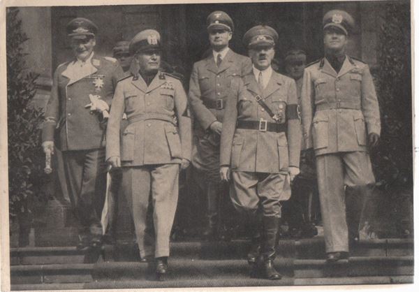 Cartolina fotografica originale Fuhrer - Il Duce - Goering - Hess e Ciano