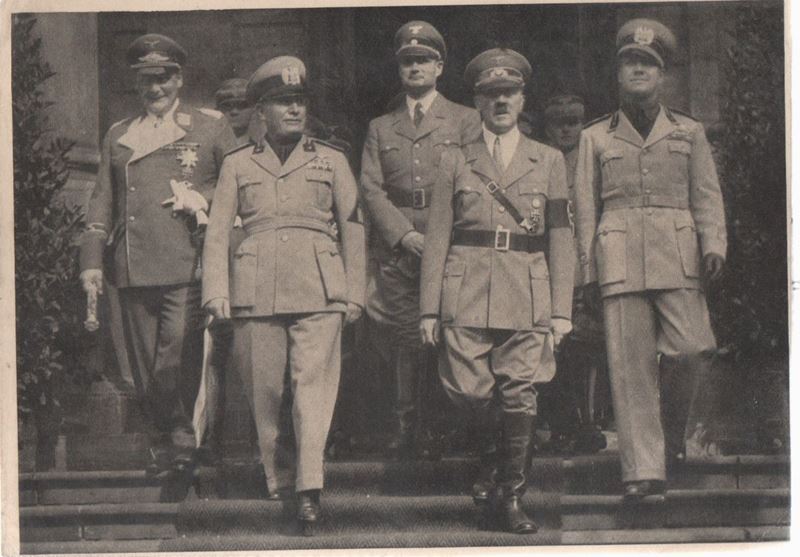 Cartolina Fotografica Originale Fuhrer - il Duce - Goering - Hess e Ciano