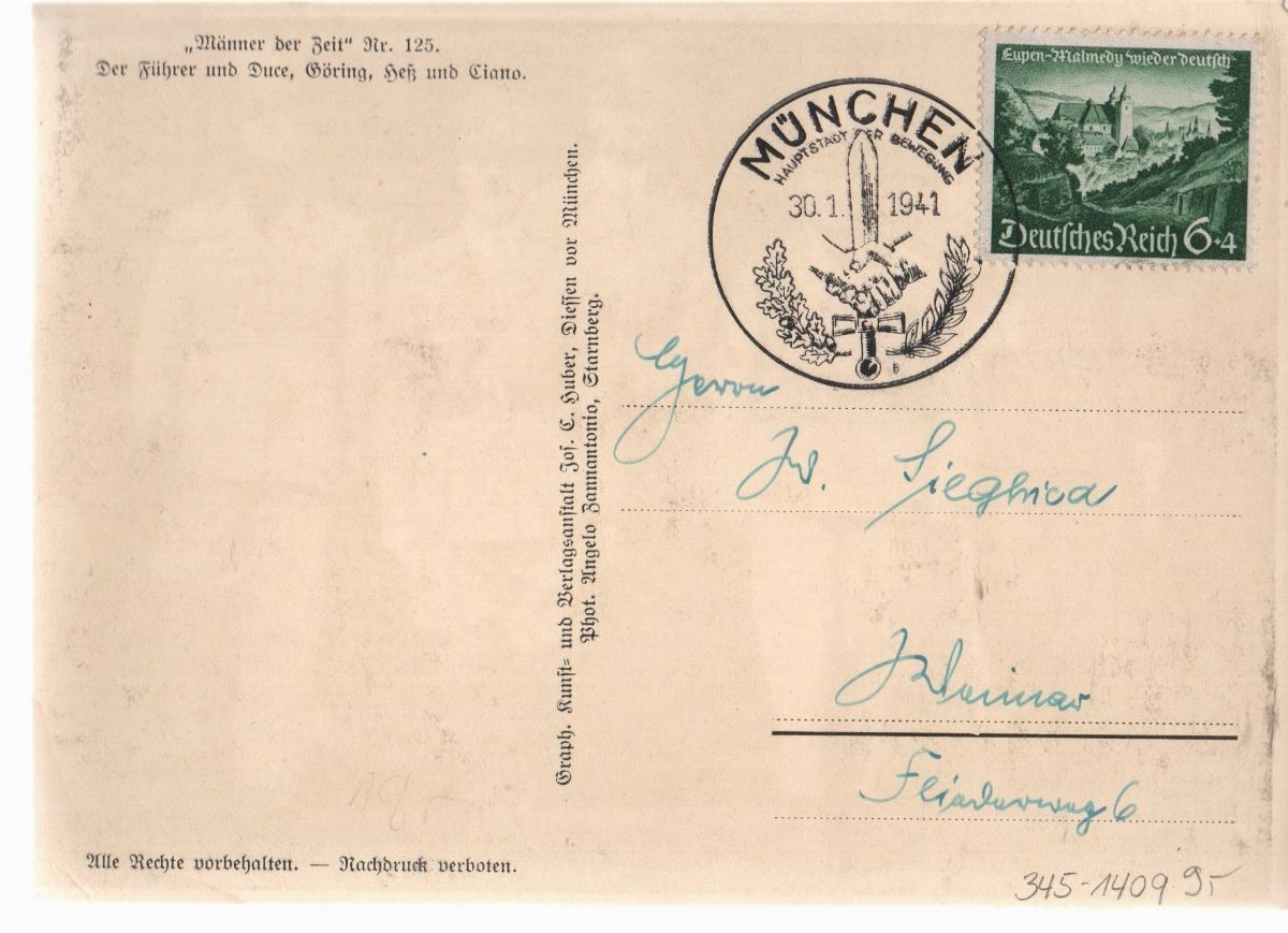 Cartolina Fotografica Originale Fuhrer - il Duce - Goering - Hess e Ciano