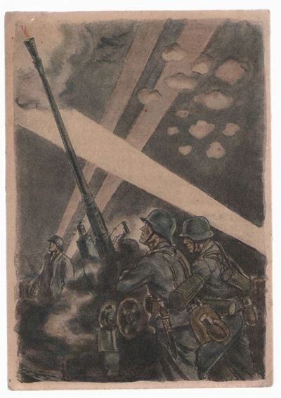 Cartolina Originale Propaganda Cannone Antiaereo Medio