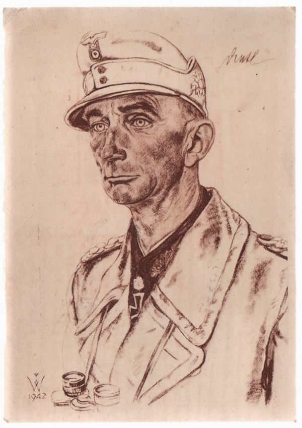 Cartolina rara originale ritratto di Eduard Dietl, generale tedesco WW2