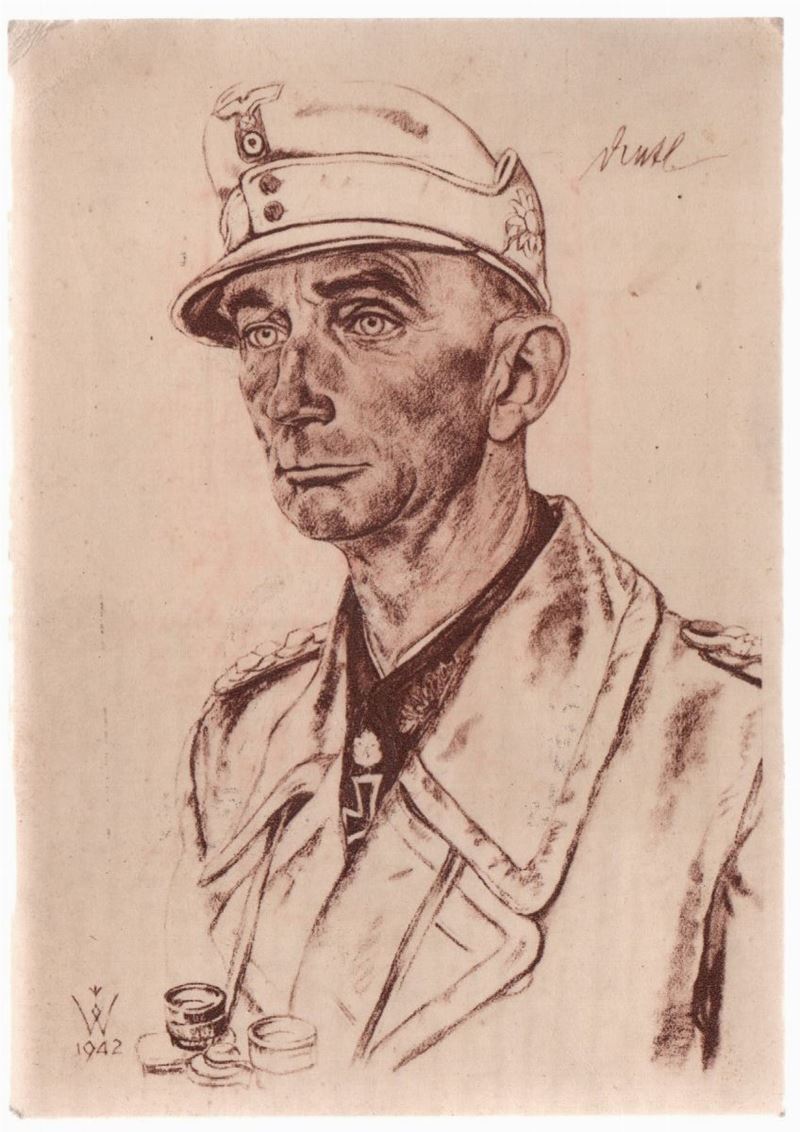 Cartolina Rara Originale Ritratto di Eduard Dietl, Generale Tedesco Ww2