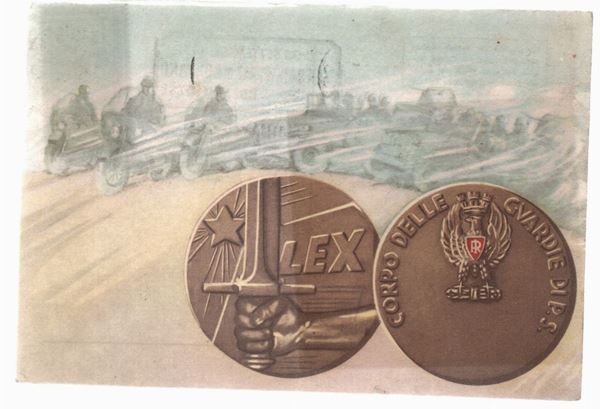 Cartolina originale commemorativa lex- Corpo delle guardie di P.S.
