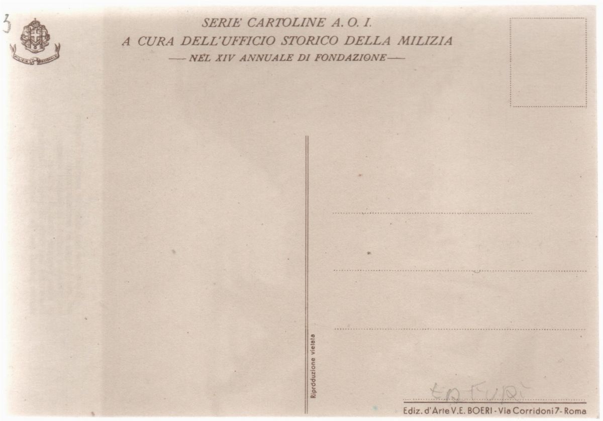 Cartolina Originale a Cura Dell'ufficio Storico della Milizia - nel XIV Annuale di Fondazione