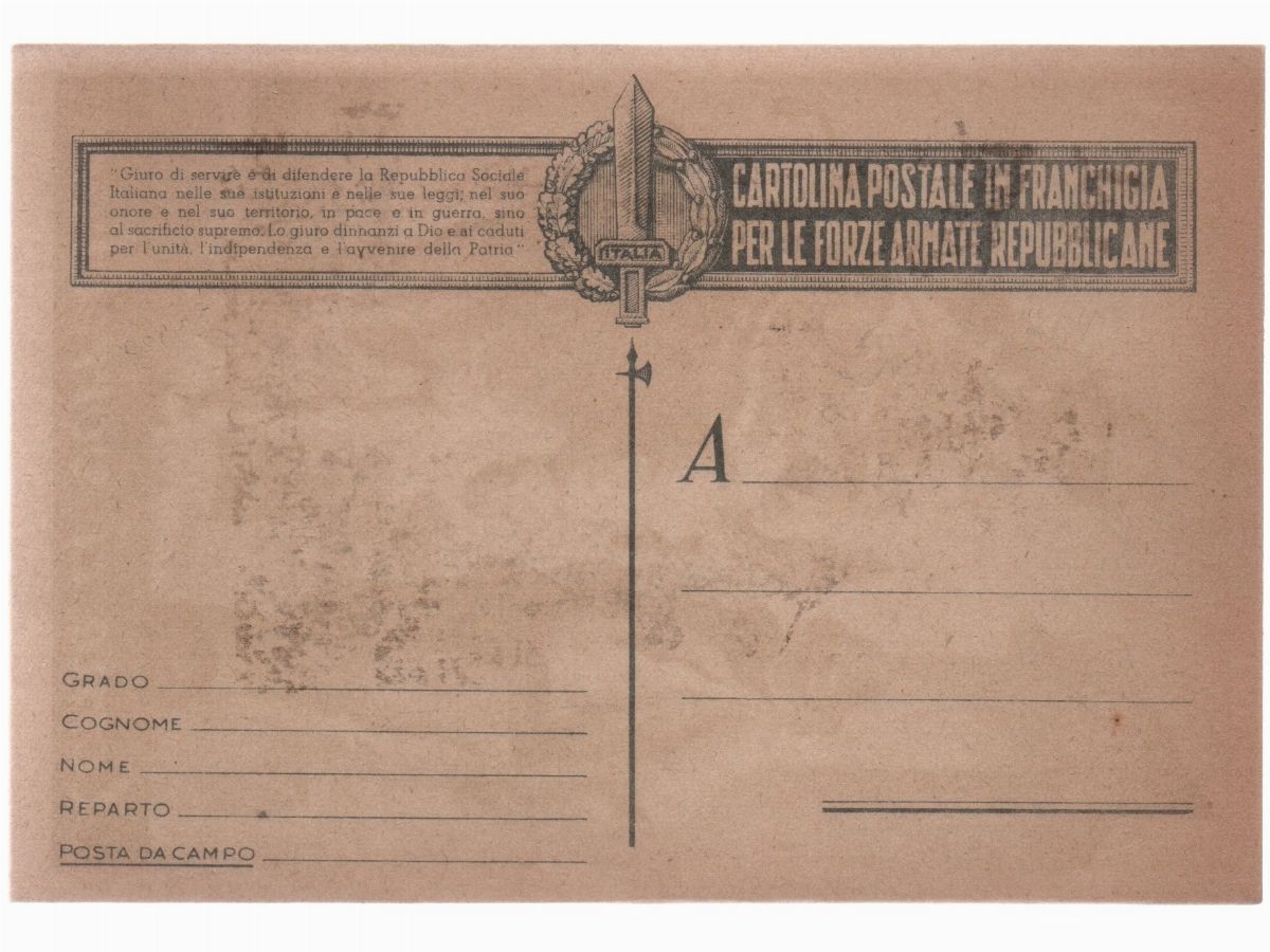 Cartolina originale in franchigia per le forze armate RSI "come ci vorrebbero"