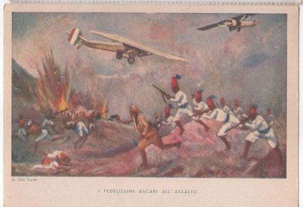 Rare original colonial postcard The most faithful askaris on the assault