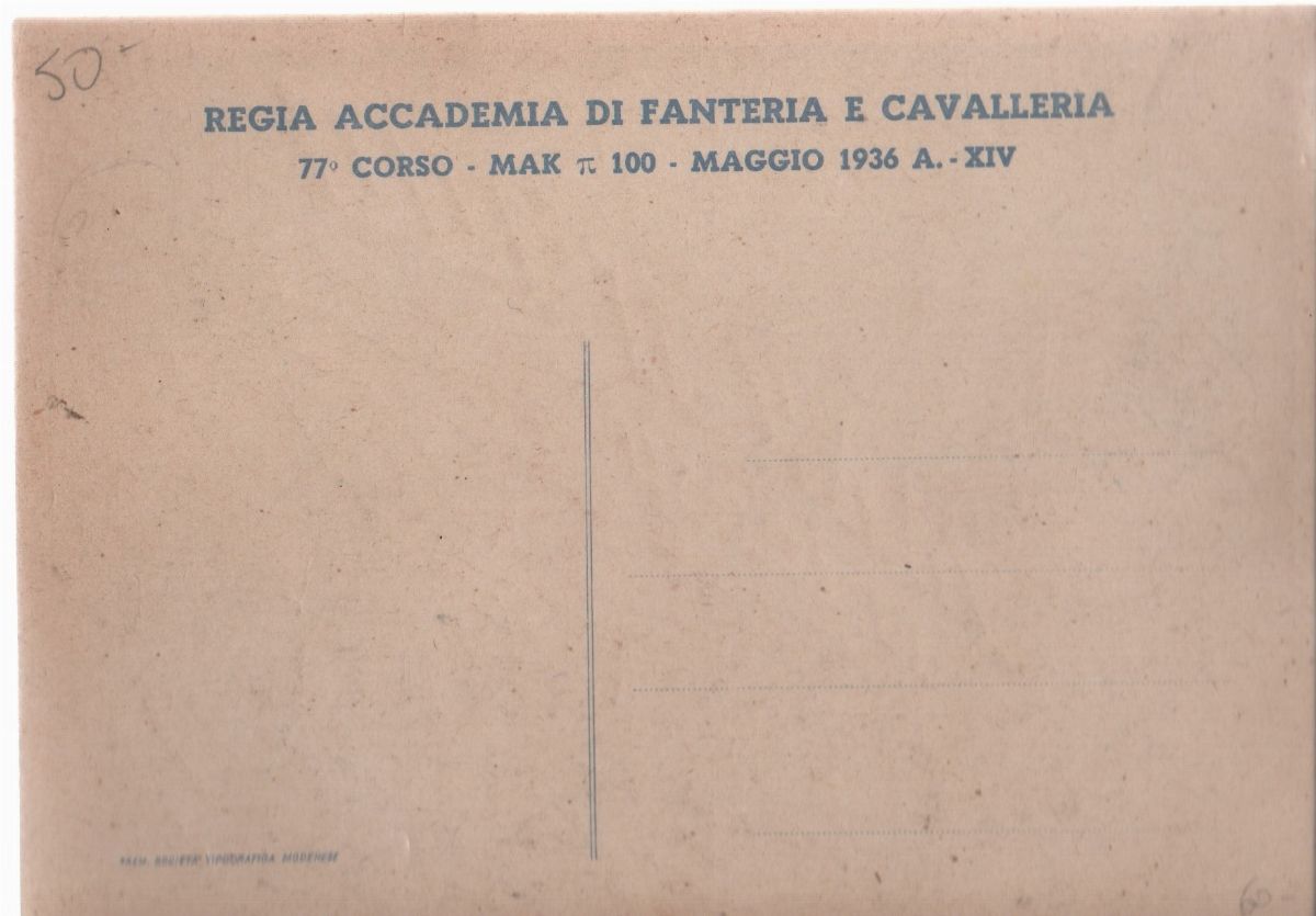 Cartolina Originale Futurista Regia Accademia di Fanteria e Cavalleria 77° Corso Mak 100 - Maggio...