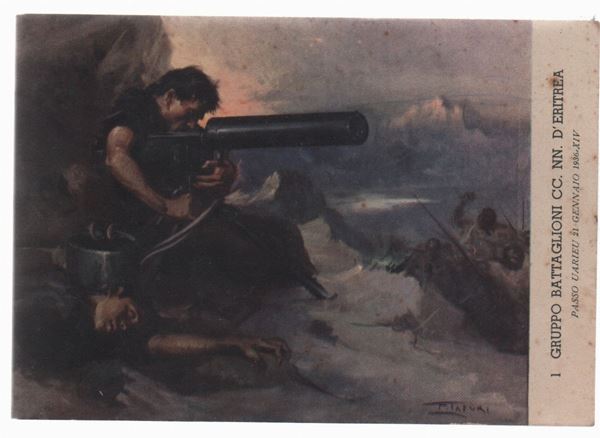 Cartolina originale A.O.I. gruppo battaglioni CC.NN. di Eritrea passo varieu